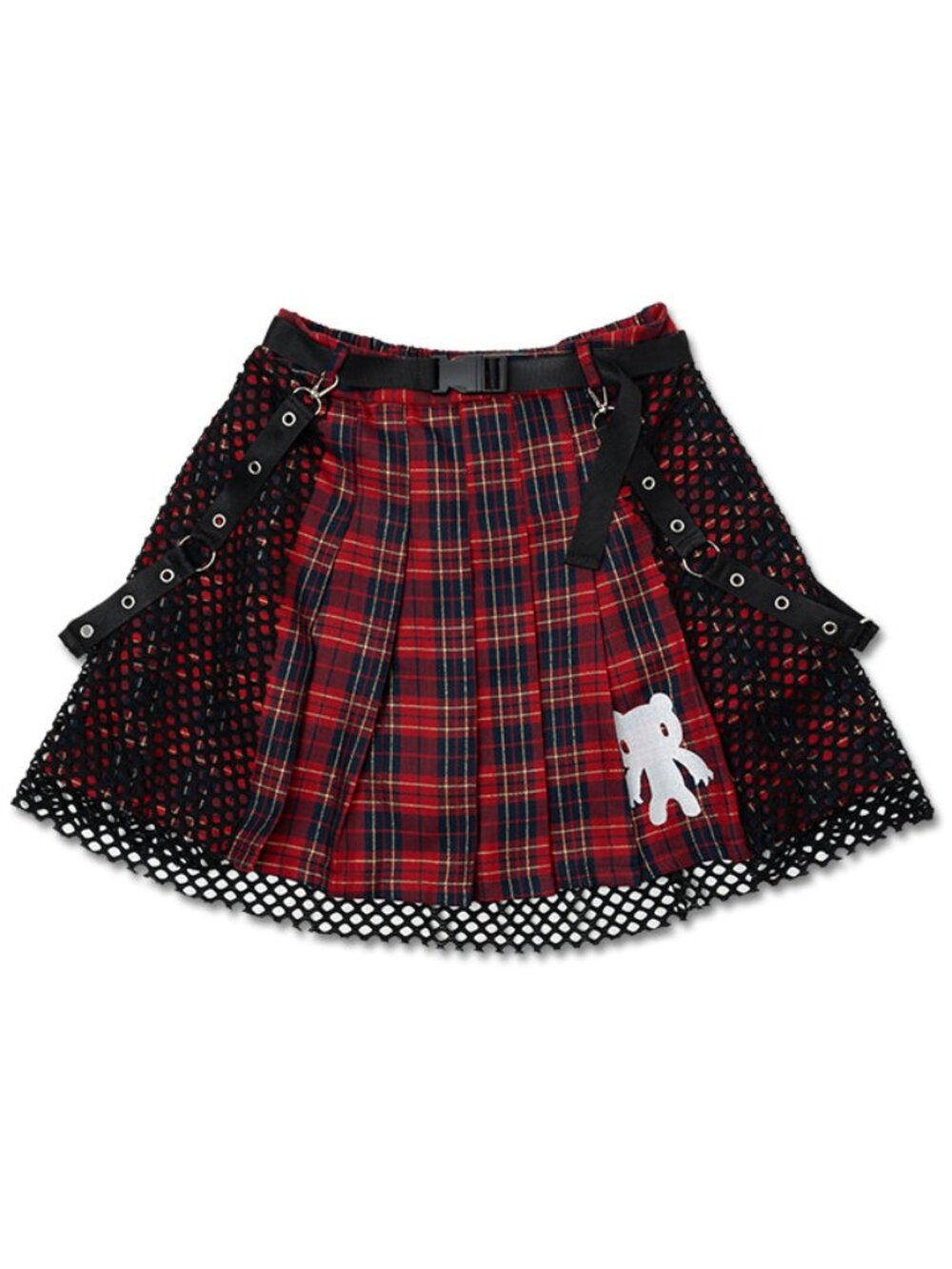 NEW ACDC RAG X Gloomy Bear Dark Gloomy Plaid Mesh Zip Skirt